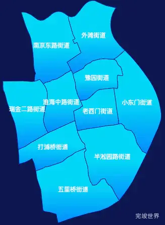 echarts上海市黄浦区地图局部颜色渐变演示实例